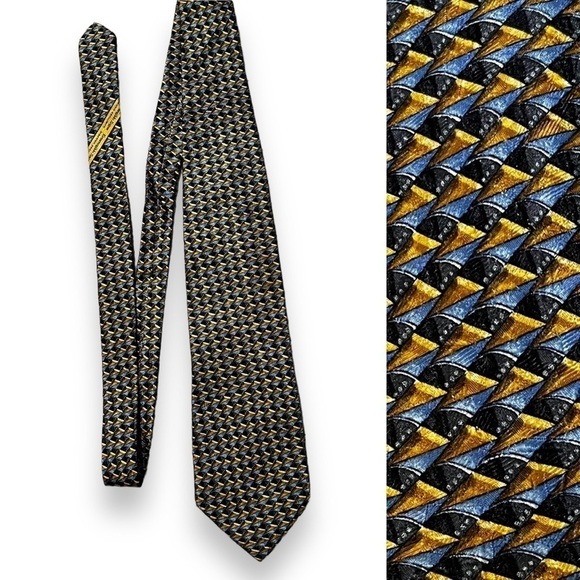Ermenegildo Zegna 100% Silk Tie Made in Italy Geo Print - Picture 1 of 9